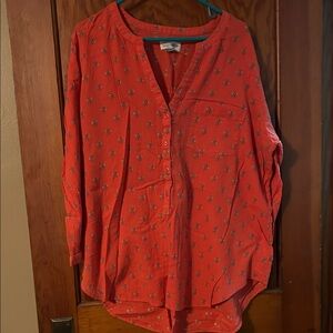 Old Navy Women's Coral Floral Button-Up Tunic